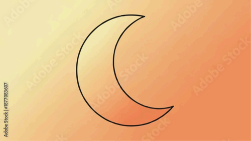 Simple crescent moon icon on orange gradient background.