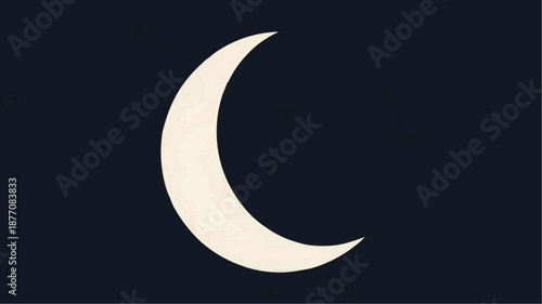 Crescent Moon in Dark Night Sky.