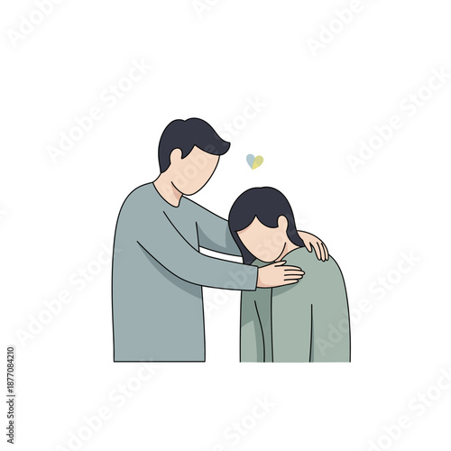 Man comforting woman, support and empathy