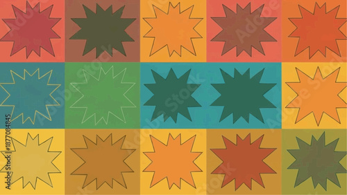 Vibrant Retro Style Starburst Pattern with Bright Colors.