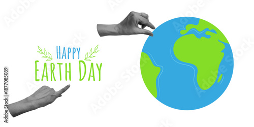 Earth Day World Environment Nature Planet Collage. World maps lush nature scenes and our blue planet. For eco-campaigns web banners posters or green marketing visuals. Vector illustration.