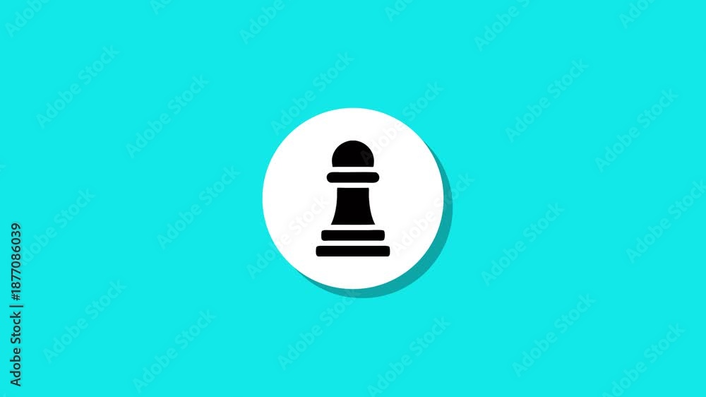 Pawn Animation Animated icon of a chess pawn piece appearing on a bright blue ...