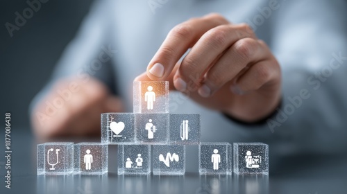 Elderly Care Service Icons Arranged Neatly in Focused Ecosystem for Effective Support