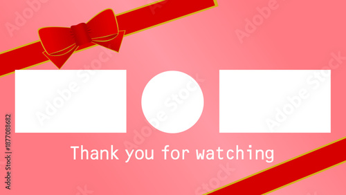 かわいい赤いリボンのユーチューブのエンドカード