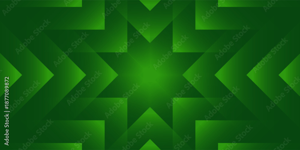 Fototapeta premium Green abstract geometric diamond background featuring layered gradient shapes and symmetrical depth, modern corporate and business design suitable for finance presentations, investment growth concepts