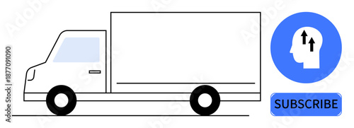 Logistics concept. Delivery truck and subscription icon logistics, goods delivery, and subscription services. Logistics tools for e-commerce, supply chain, and transportation systems