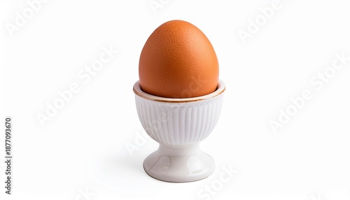 brown egg in eggcup breakfast food protein healthy eating isolated shot isolated on transparant background