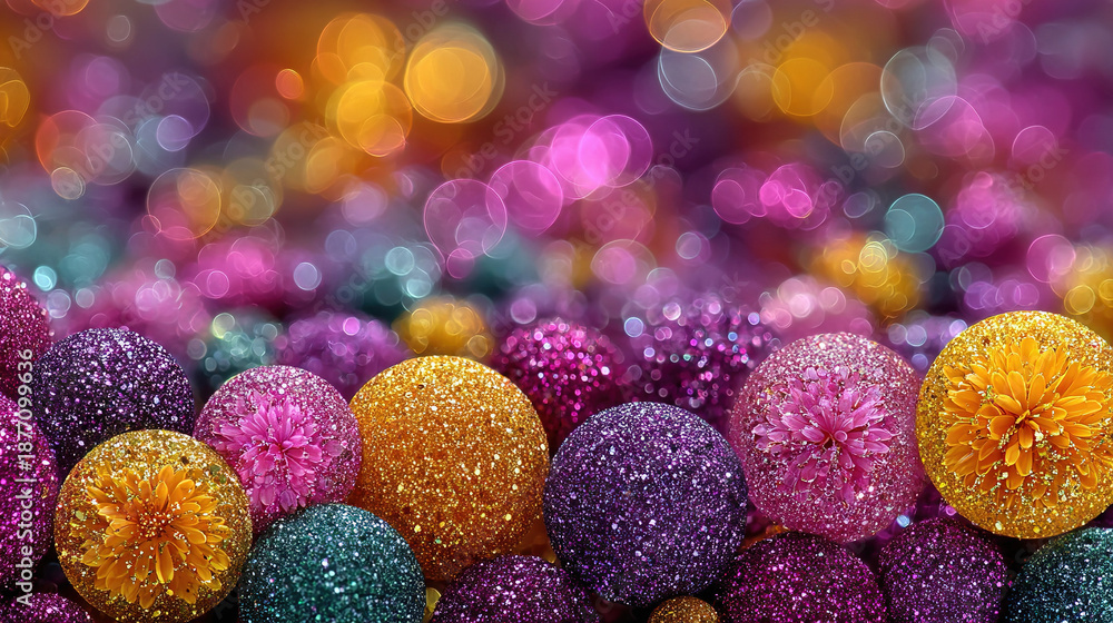 custom made wallpaper toronto digitalColorful glittery balls with various bright colors and sparkly textures.