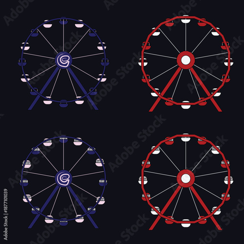 Set of simple ferris wheel