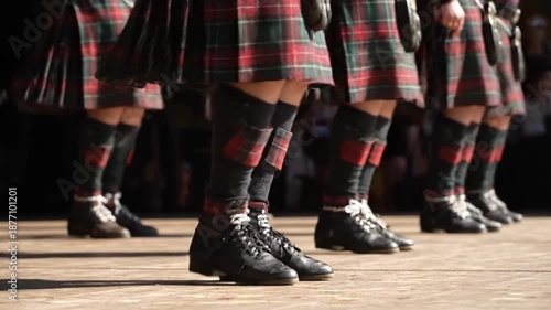 Scottish dancers performing traditional highland dance