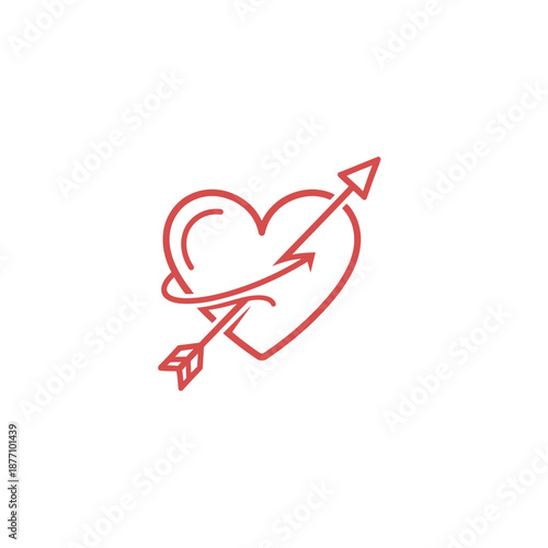 A red heart pierced by an arrow, symbolizing love and passion, in a simple illustration