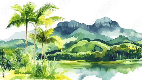 Andes Mountains. Andes Mountains hand drawn watercolor illustration