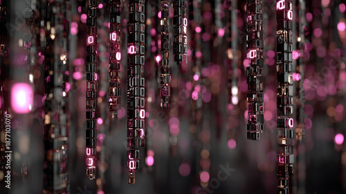 Wallpaper Mural Digital data streams with glowing pink binary code and cascading light effects. Torontodigital.ca