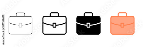 Set of minimalist briefcase icons with transparent background, depicting business, office, financial, and professional symbols for UI, web, and app designs, vector illustration