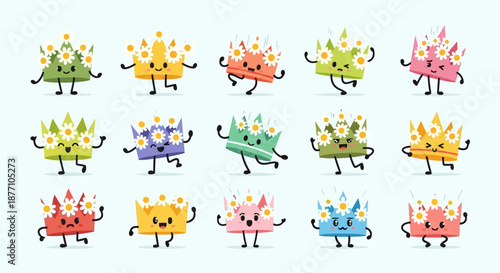 Seamless pattern of happy cartoon tulip characters dancing joyfully