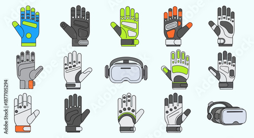 Collection of Virtual Reality and Augmented Reality Headsets and Headphones Icons
