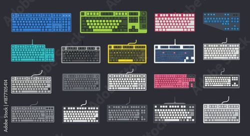 Collection of colorful flat design portable storage devices