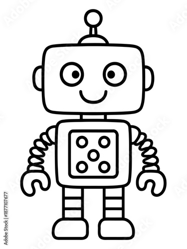 Smiling Robot in Action: A charming cartoon robot stands ready, featuring a joyful expression with its classic, friendly design.