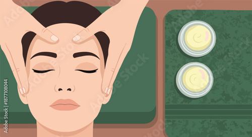 Relaxing facial massage treatment with soothing creams and gentle hands for a rejuvenating spa experience