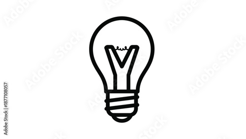 Simple black outline of a light bulb symbolizes a new idea, creative solution, innovation, and bright intelligence for business success.
