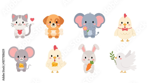 Cute Cartoon Animals Collection with Various Species.