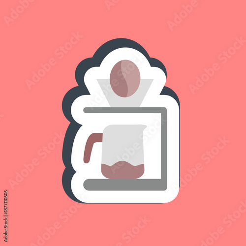 Sticker coffee dripper. Coffee shop elements.