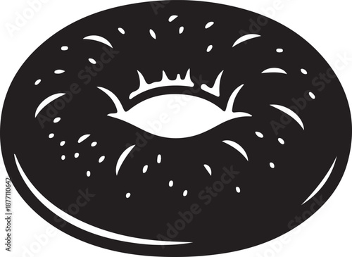 Bagel Silhouette on White Background