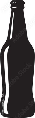 Beer Bottle Silhouette on White Background