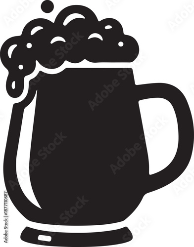 Beer Mug Silhouette on White Background
