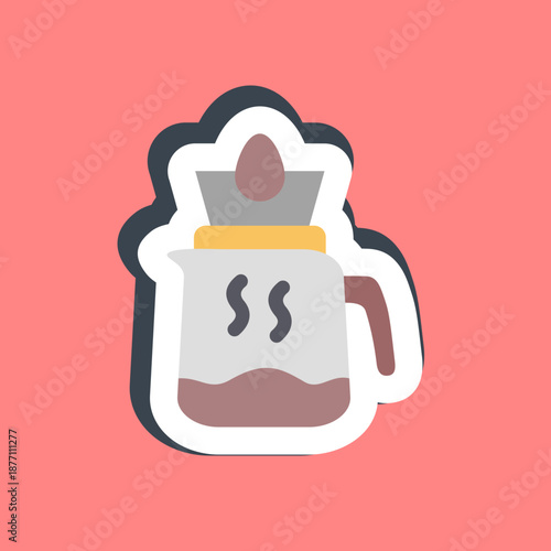 Sticker drip brew. Coffee shop elements.