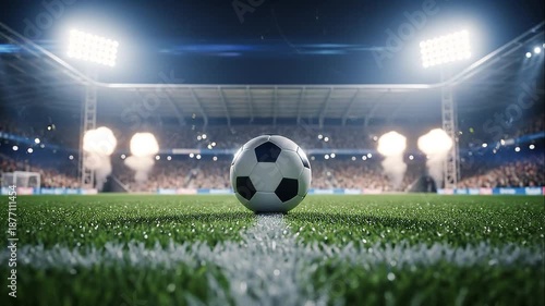 Football Soccer Ball Center Line Stadium Pitch Night Sports Arena Lighting