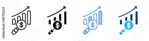 Analysis icon set multiple style collection