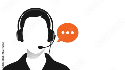 Customer service headset icon representing support and communication in a modern business context