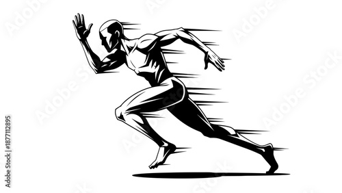 Athletic Man Running Silhouette Illustration Capturing Speed and Movement