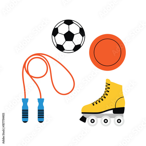 roller skating fitness and sports equipment set.
