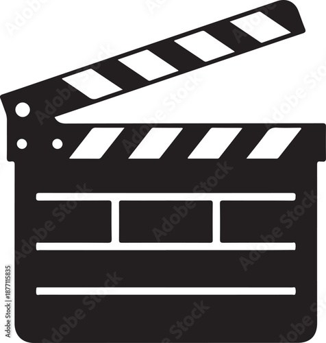 Clapperboard Silhouette on White Background