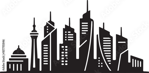 City Skyline Silhouette on White Background