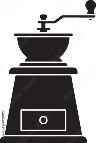 Coffee Grinder Silhouette on White Background