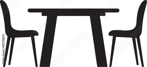 Dining Table Silhouette on White Background