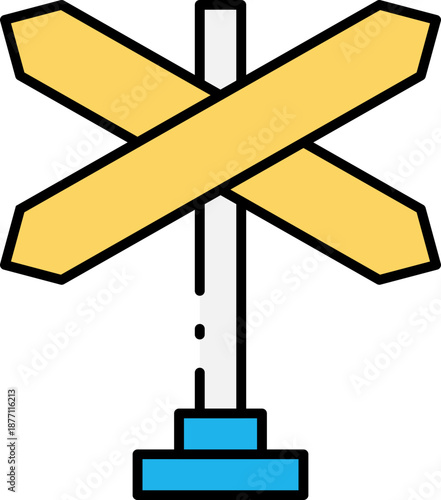 Railway Crossing Sign on White Background