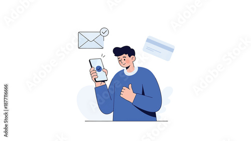 Email Verification Success Onboarding Flat Vector Illustration