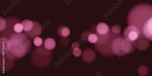 Soft Pink Bokeh Lights Across Dark Red Background, Abstract Glow for Backgrounds and Design