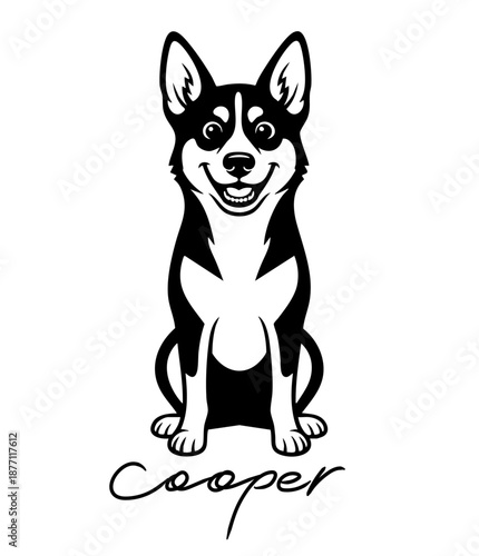 The shepherd dog is smiling happily - it looks like a QR code, a barcode