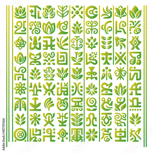 Flowers and Plants alphabet is similar to QR code, barcode