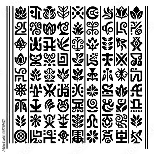 Flowers and Plants alphabet is similar to QR code, barcode