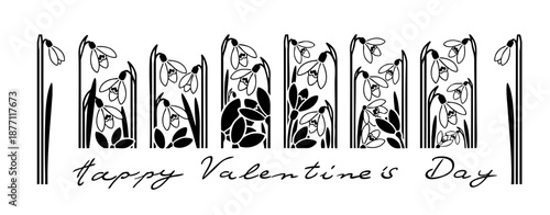 Snowdrops are similar to a QR code barcode code. Spring, Valentine's Day