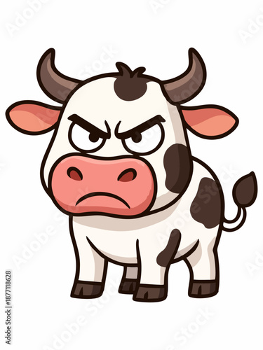 Angry Cartoon Cow Character Illustration