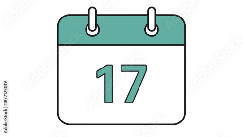 Calendar Page with Number 17 - Event Reminder Icon
