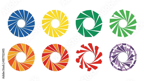 Colorful Abstract Aperture Symbols Set, Circular Geometric Shapes