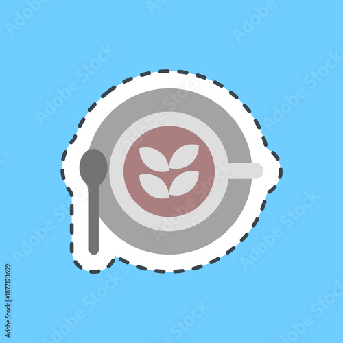 Cutting line sticker latte. Coffee shop elements.